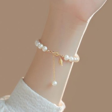 金枝玉葉天然正品淡水珍珠手鏈女輕奢ins小眾設計 七夕情人節禮物