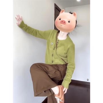 復古軟糯圓領毛衣外套針織開衫