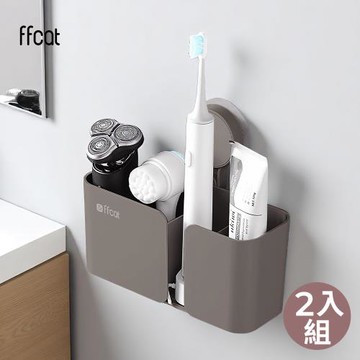 【ffcat】免打孔深型收納置物架 木棕咖 2入組#99596