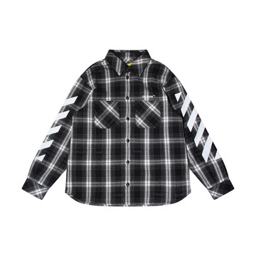 Off-white - Black And White Cotton Arrow Check Shirt