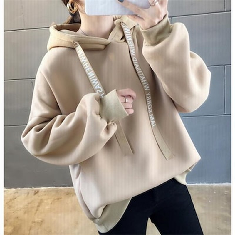 パーカー レディース トレーナー フード付き 前開け トップス 字母柄 ゆる チュニック 体型カバー カジュアル ランキングtop5