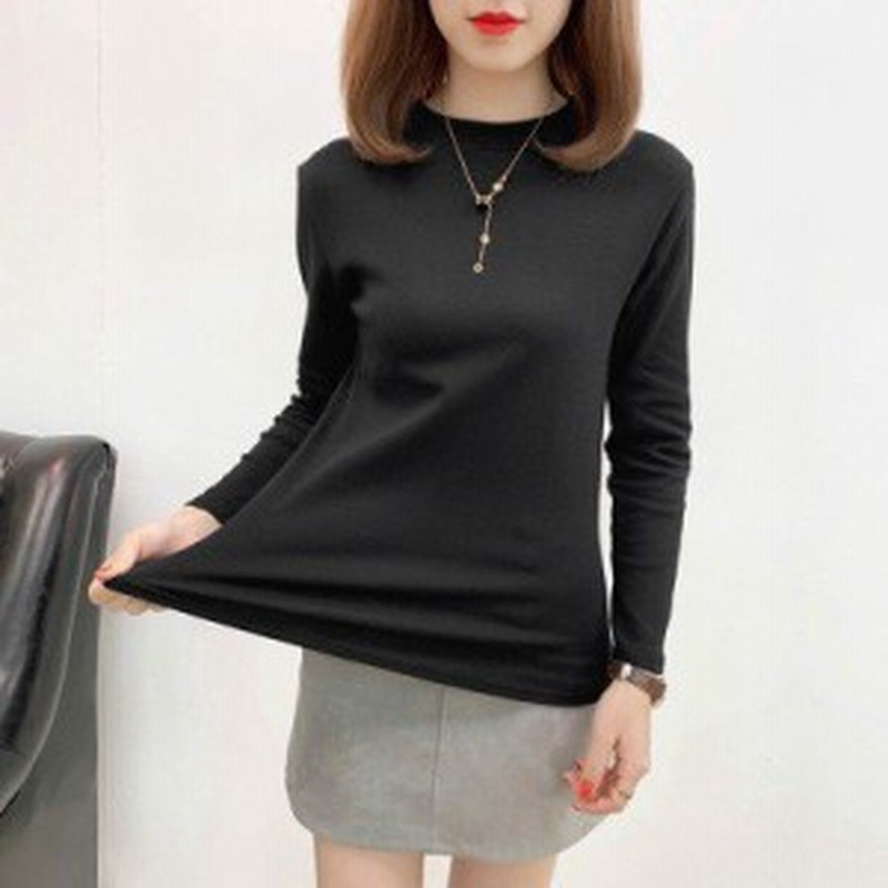 ブラウス 長袖 レディース ロングtシャツ 無地 シンプル 丸首 ラウンドネック モックネック タートルネック 三種類 インナートップス 通販 Lineポイント最大1 0 Get Lineショッピング