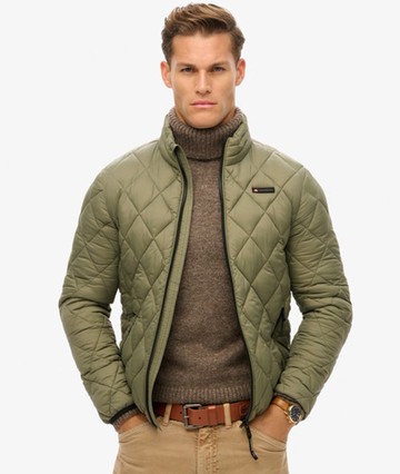 Superdry Men's Diamond Quilt Fuji Lite Jacket Green Size: XL