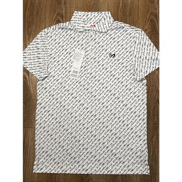 出口日韓高爾夫男士短袖T恤時尚運動印花彈力提花速干透氣球衣