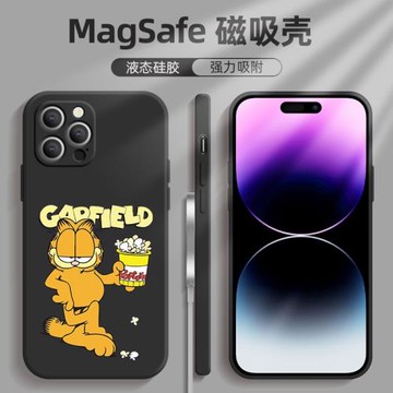 適用蘋果16手機殼加菲貓新款iphone16promax磁吸16plus硅膠15黑色pro網紅橘貓max情侶14pro卡通15pro可愛女款