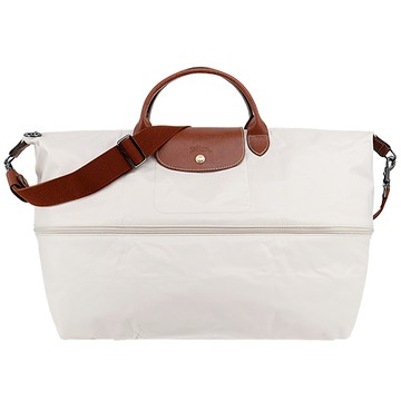 LONGCHAMP LE PLIAGE系列再生尼龍延展兩用旅行袋(白紙)