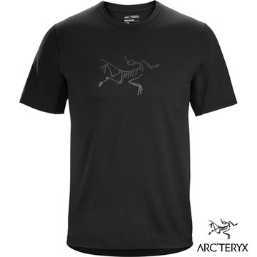 【Arcteryx 始祖鳥官方直營】男 Cormac Logo 快乾 短袖 圓領衫 黑