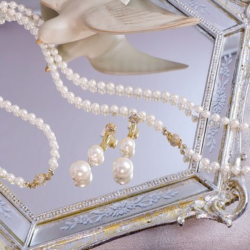 5way 長珍珠項鍊和耳飾（白版）