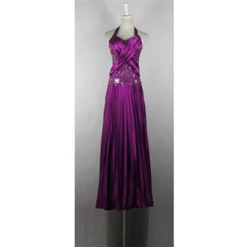 胸41 紫色掛脖禮服裙 原單外貿禮服晚禮服A1