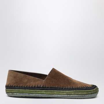 Brown Rio slippers in suede and raffia