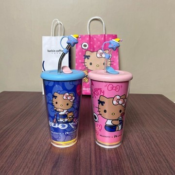 免運🔥本土發貨瑞幸HelloKitty超大杯DIY改造材料包全套陶瓷內膽外殼杯蓋吸管帽