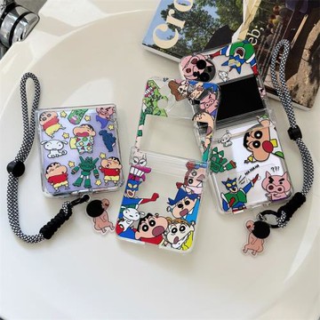 可愛卡通蠟筆小新適用VIVOXFlip手機殼折疊屏xflip透明保護套vivoxflip防摔硬殼XFlip全包鉸鏈創意個性女翻蓋