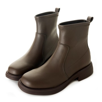 極簡主義彈力皮革百搭輕量短筒襪靴  咖 GB597BN