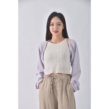 (M) air space lady修身短版質感棉質紫色罩衫二手衣