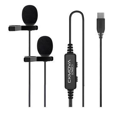 CKMOVA 全向電容式雙頭領夾式麥克風 USB Type-C 音訊輸出 6米音訊線  LCM2CD  黑色