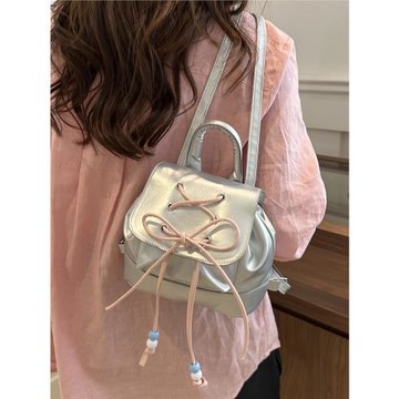 韓國少女雙肩包包女士2024新款潮時尚學院風背包手提水桶包旅行包