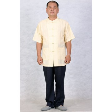 現貨供應 弘喧 居士服 麻布 臥領貓眼扣 米白布 唐裝