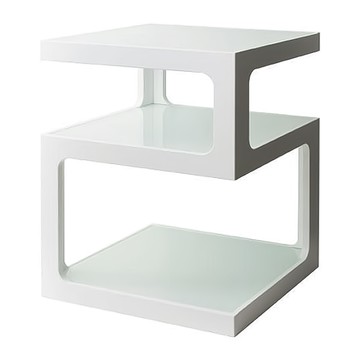 HomeMax 520方型玻璃邊桌  寬40x深40x高52.5cm  5mm強化玻璃/MDF  白色/棕色  X01-001WH