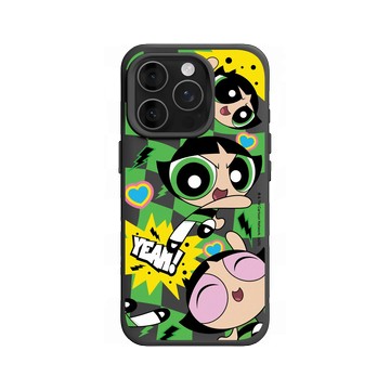 iPhone 16 Pro SolidX 黑 - The Powerpuff Girls 飛天小女警 - 毛毛 - 可愛格紋款