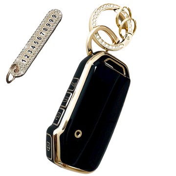 AB AB 頂級 TPU 鑰匙套 + 號碼鑰匙圈  Dark Black  AK-04