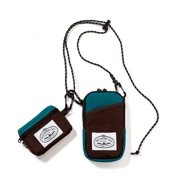 日本限定 POLER Strap Mobile & Coincase 多功能手機掛繩包加掛零錢包 / 藍綠*棕