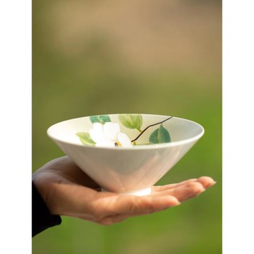 山水間茶花桂花釉下彩手繪餐具套裝景德鎮陶瓷碗圓盤子家用中式碗