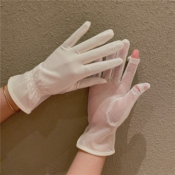 防曬遮陽短款女防紫外線夏戶外騎行電車冰絲薄款開車手套透氣冰袖