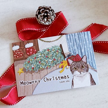 喵你聖誕快樂 是聖誕樹先動手的 聖誕卡 聖誕節 明信片 貓咪卡片