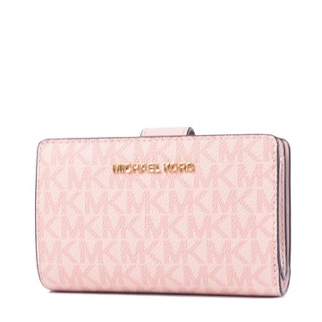 MICHAEL KORS 緹花LOGO防刮釦式中夾-霧粉