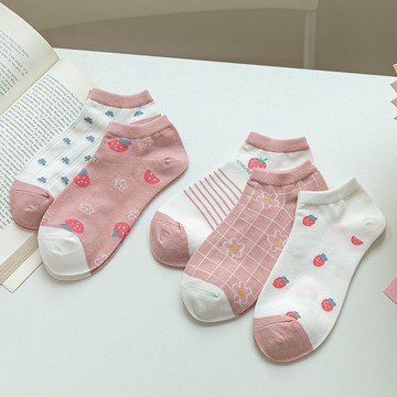船襪 可愛小草莓短襪 甜美低幫粉色系少女襪子