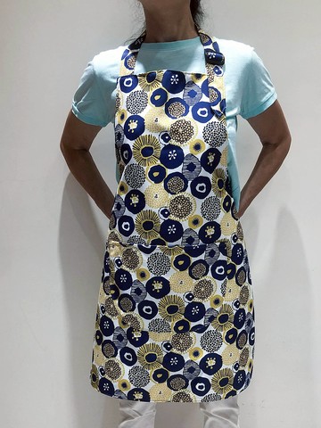 圍裙-白底黃藍雛菊