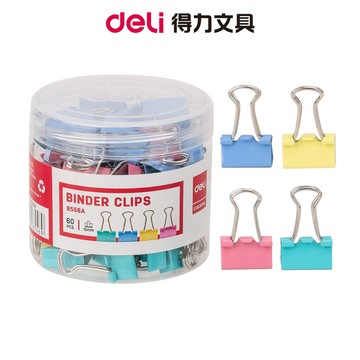 【Deli得力】炫彩長尾夾15mm-60支(8556) 台灣發貨｜燕尾夾 文件夾 票夾 辦公用品 文具