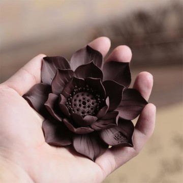 創意紫砂擺件茶玩枯蓮花手工手捏可養老紫泥禪意精品茶寵茶具配件