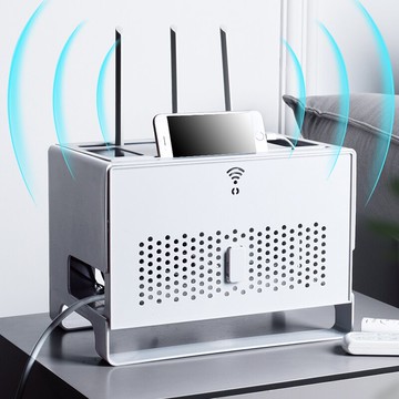 路由器收納盒 無線wifi路由器收納盒桌面機頂盒塑料遮擋整理電線盒插線板置物架【xy2382】