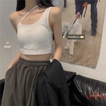 秋冬季美背內衣吊帶女性感簡約內外穿斜肩帶胸墊裹胸辣妹新款背心