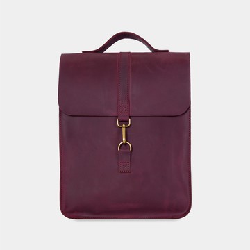 簡約酒紅色皮革背包