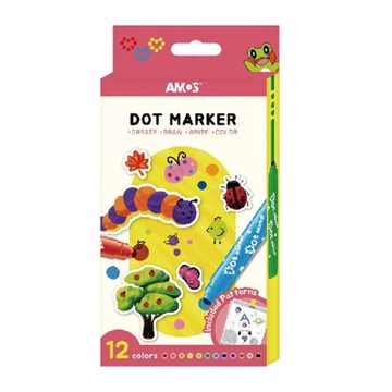 【AMOS 阿摩司】12色 可水洗 圓頭 彩色筆 / 組 DM12P