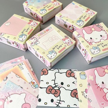 臺灣現/🎀便簽 便利貼可愛KT貓系列盒裝便籤本學生卡通摺紙素材少女創意留言ins高顏值