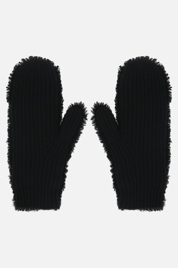 YVES SALOMON shearling and knit mittens Woman