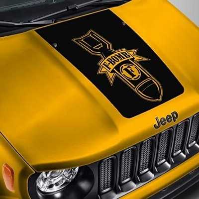 Skunkmonkey フードデカール Jeep Renegade F Bomb ブラックアウトフードステッカー オレンジ 通販 Lineポイント最大0 5 Get Lineショッピング