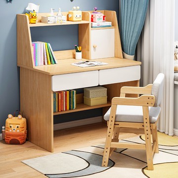 書桌小型書架一體桌學生寫字桌家用女孩臥室學習桌簡約臺式電腦桌