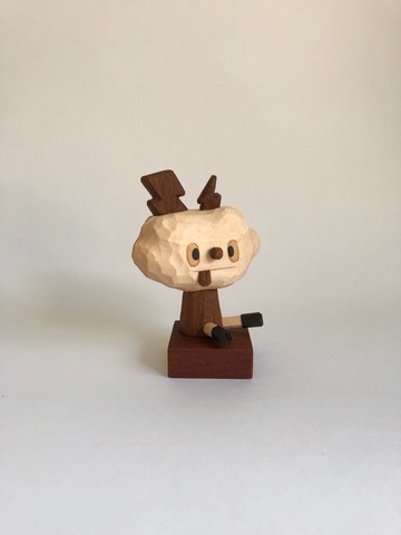 小雲朵與閃電，木雕，手工製作