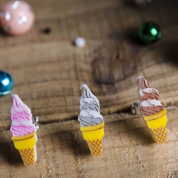 ▲霜淇淋▲巧克力/草莓/原味/抗過敏鋼針/可改夾式