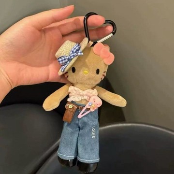 破盤下殺🌹 迷你長腿Kitty 凱蒂貓吊飾 長腿Kitty掛件 絨毛娃娃 粉紅洋裝 包包掛件 時尚穿搭配件 生日禮物