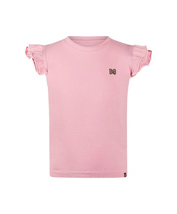 素面粉色荷葉邊短袖上衣122cm