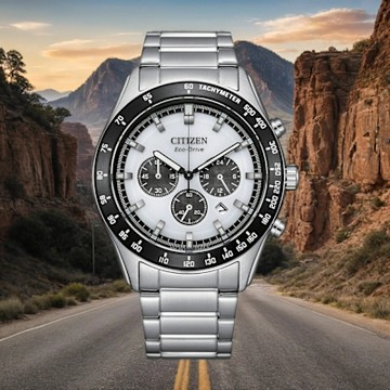 CITIZEN 星辰 賽車風格光動能三眼計時手錶 周年慶獻禮 送禮推薦 CA4674-58A