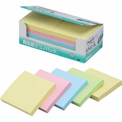 スリーエム　ジャパン ポストイット　再生紙ノート　７５×７５　混色１０冊