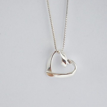 超美的~愛心心形純銀素銀項鍊-心形短鍊-生日禮物