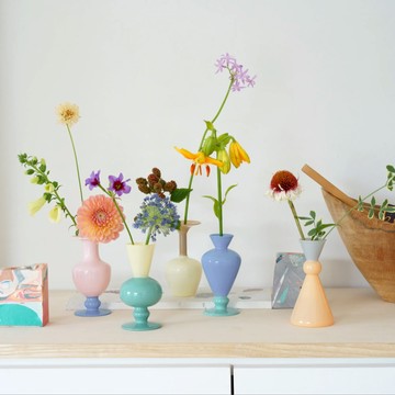 日本 amabro 雙色光影 手繪拼色玻璃小花瓶（五色） - 橘 / 灰