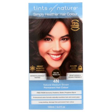 Permanent Hair Color 4N Natural Medium Brown 4.4 Oz by Tints of Nature